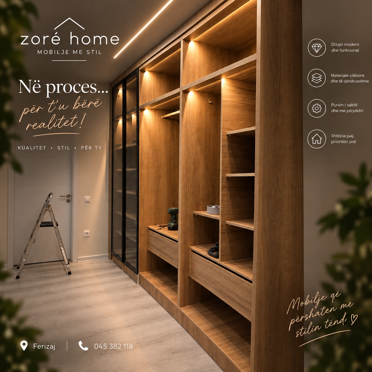 Warm wood wardrobe design shared on Zoré Home Instagram